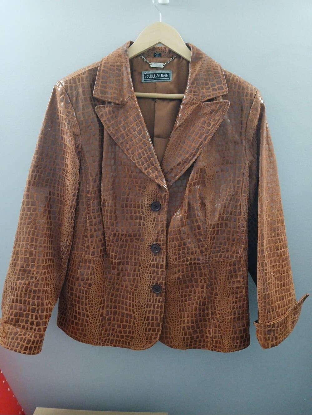 Guillaume Leather Jacket Croc Print - Picture 4 of 4